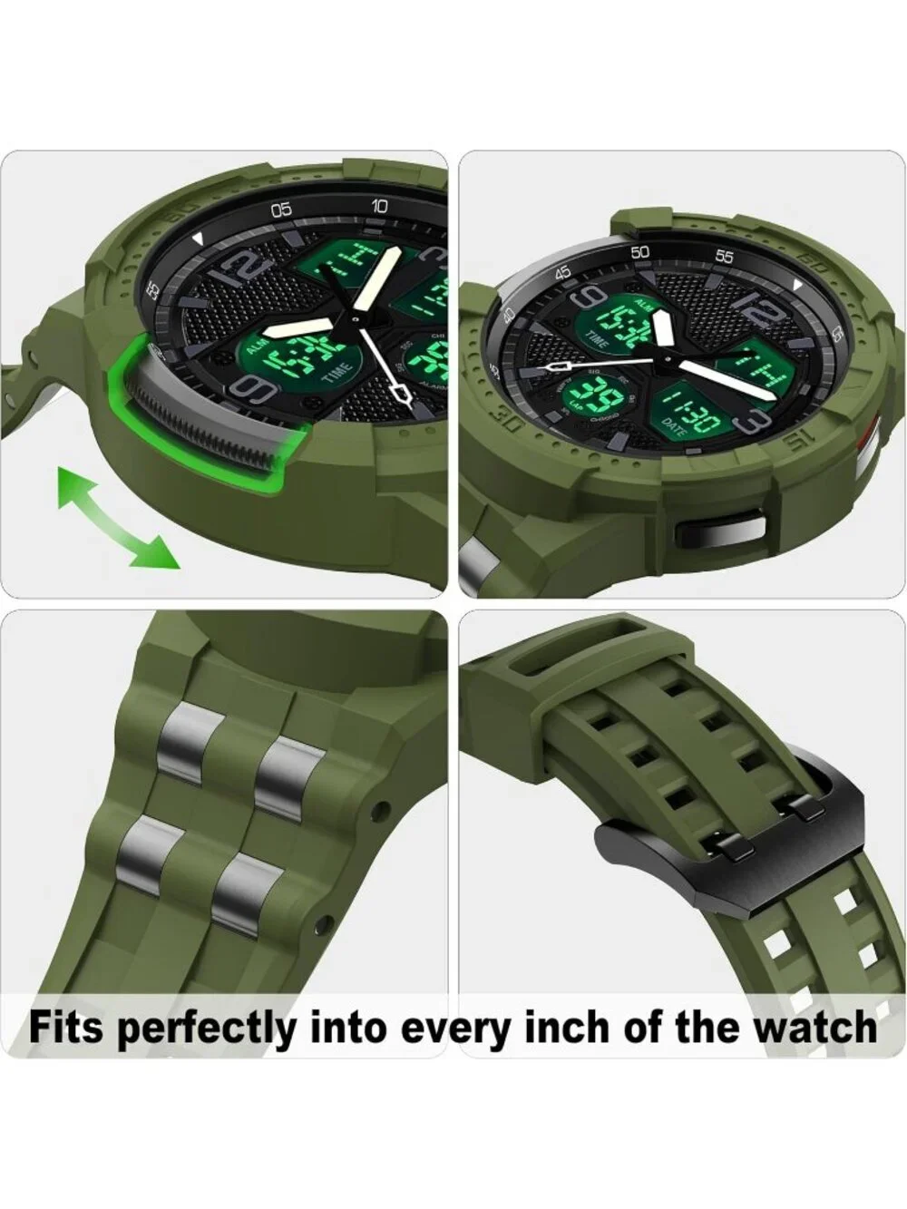 Men's Green Analog Quartz Compatible Samsung Galaxy Classic LED Digital Watch